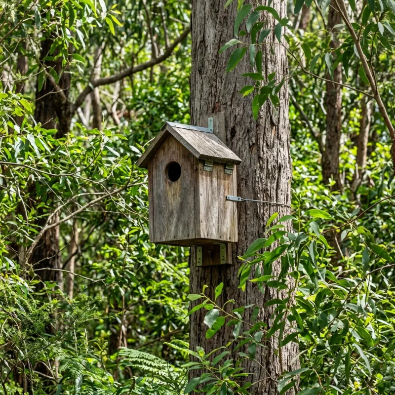 Animal nesting box installed as a humane alternative to a Norlane roof cavity