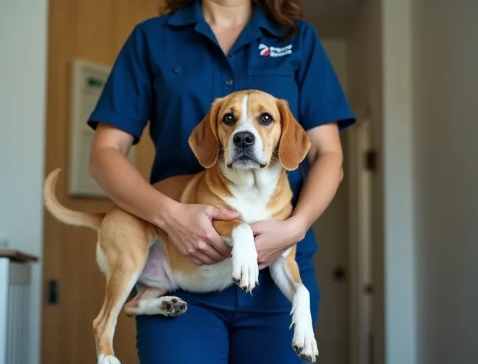 Technician respectfully transporting a deceased dog in Norlane